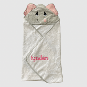 Baby Elephant with pink  Animal Hooded Towel